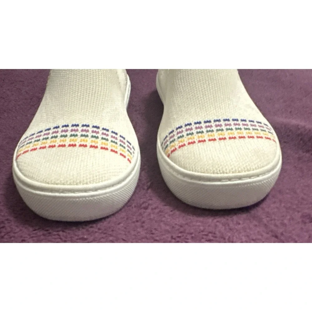 Rothy's Size EU 33 / US K2 The Kid White Rainbow Knit Slip On Sneaker Shoes